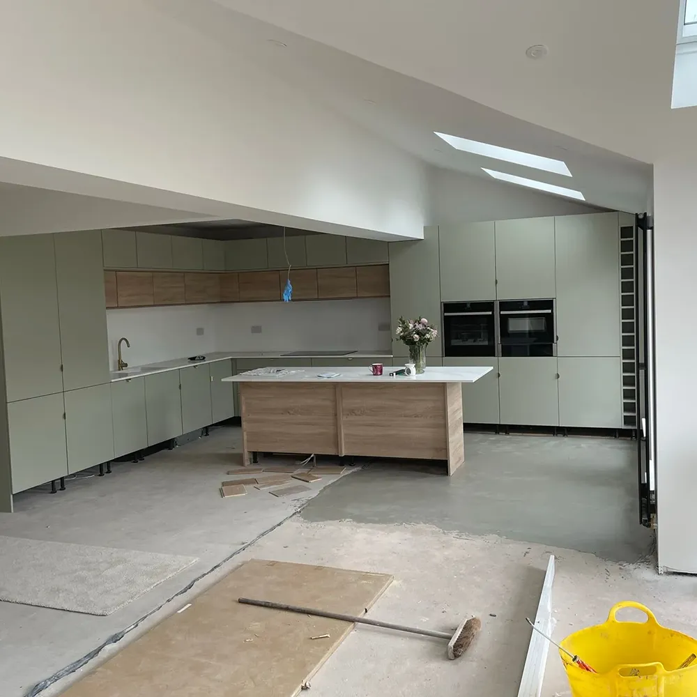 a kitchen that is being remodeled in a house
