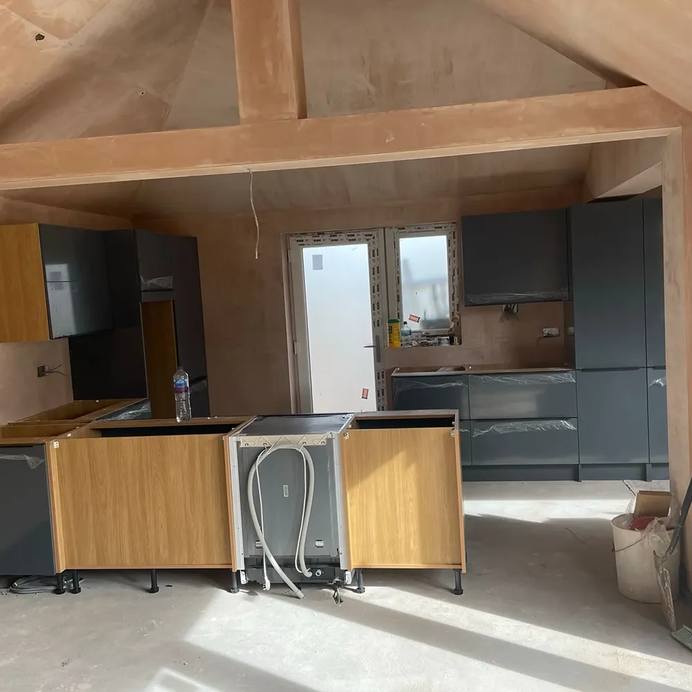 a kitchen with a lot of cabinets in it