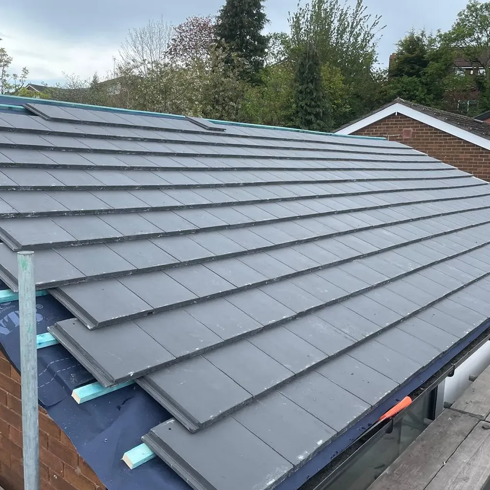 a roof that has been installed to a house